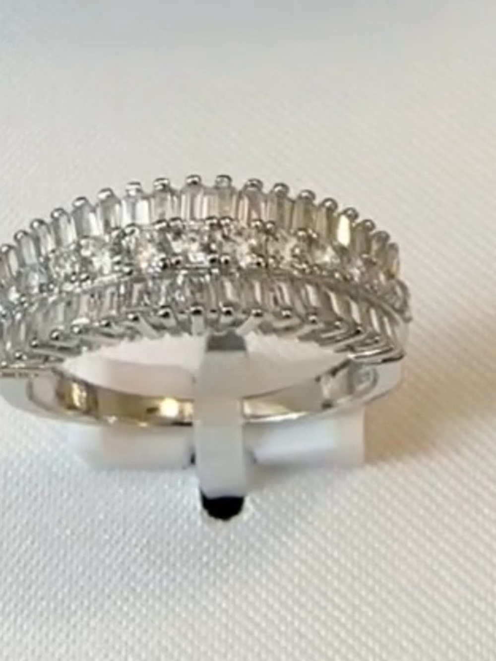 Sterling Silver Multi-Row Cubic Zirconia Size 7 Ring